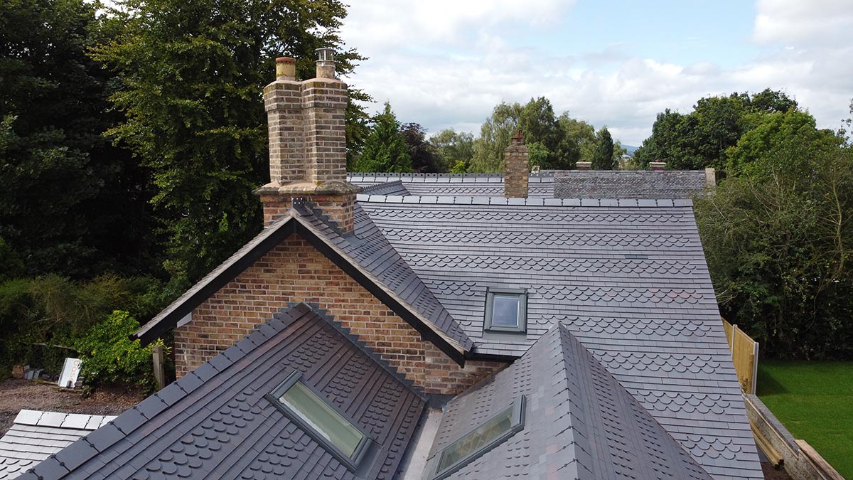 school house renovation using Dreadnought Staffs blue plain and ornamental tiles